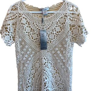 𝅺solitaire Cotton Lace Short Sleeve Top NWT